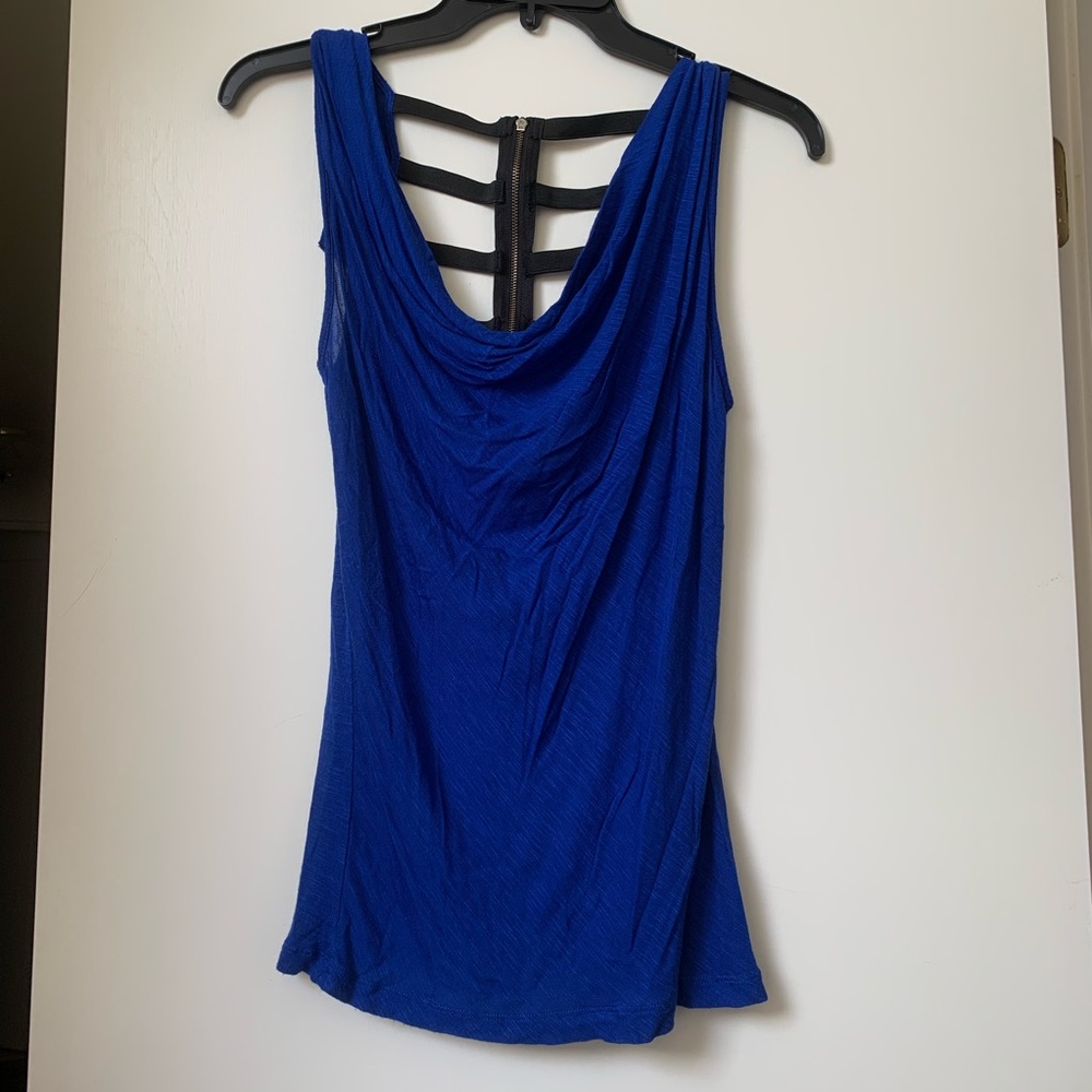 Cage-back cowl neck